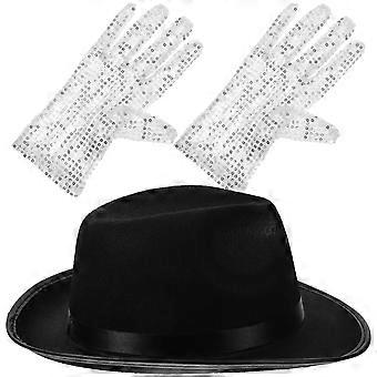 1 juego de guantes de lentejuelas y sombrero para disfraz de cosplay, accesorios divertidos para fiestas.