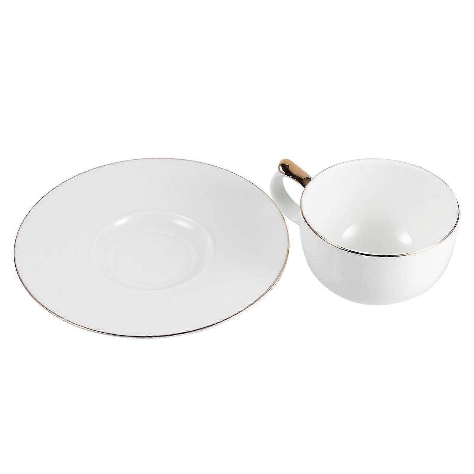 Golden Ceramic Coffee Cup & Saucer Set