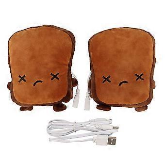 USB Heated Gloves Fingerless Cartoon Bread Shaped, Soft Acrylic Fiber, Quick Heating with Adjustable Wristbands, for Typing Office Women Men