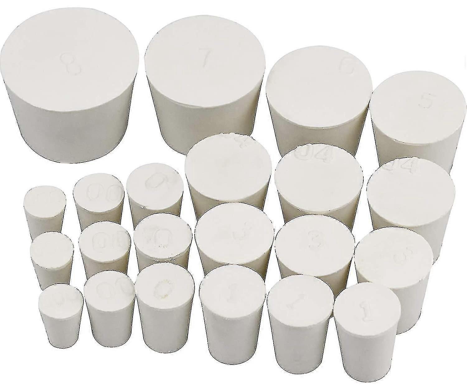 22 Pcs Solid Rubber Stopper, Solid Rubber Tapered Stopper For Laboratory (sizes 000# -8#)
