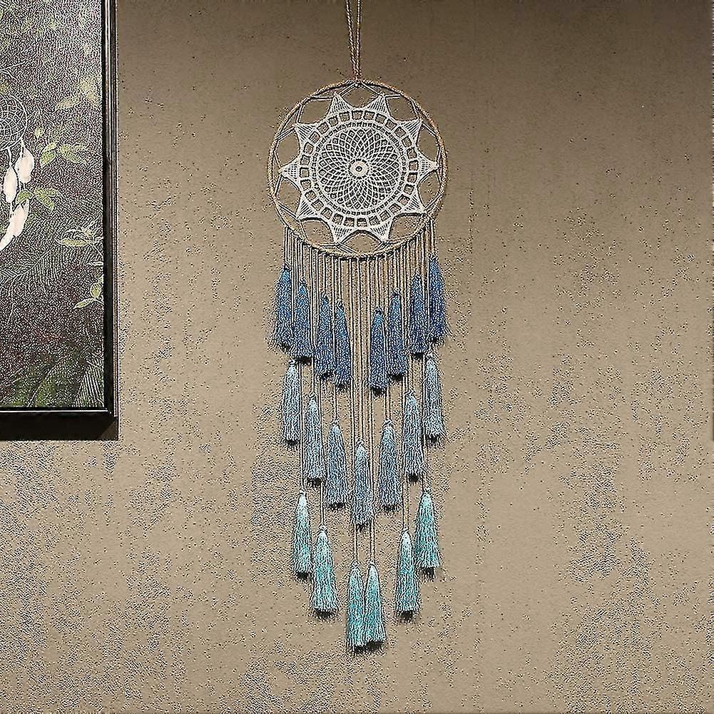 Macrame Dream Catchers för sovrumsvälsignelsegåva (blå)