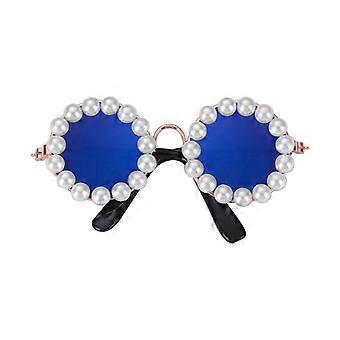 Gafas de sol elegantes con borde perlado para mascotas, ideales para perros y gatos pequeños, protección solar para exteriores y accesorios para fotografía de mascotas.