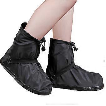Black Adult Snap Strap Shoes Cover for Waterproof Protection Pair