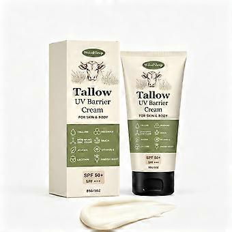 85 g talg UV-barrierecreme SPF 50, naturlig zinkoxid solcreme til ansigt og krop, ikke-fedtende talg solcreme til daglig udendørs hud C