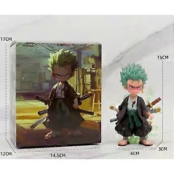 One Piece-figuur, Three Thousand Worlds chibi Zoro Three-Sword Style kantoordecoratie voor op het bureau, anime-model om zelf in elkaar te zetten.