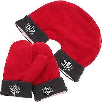Thicken Couple Gloves Polar Fleece for Winter 3Pcs Romantic Gift Red