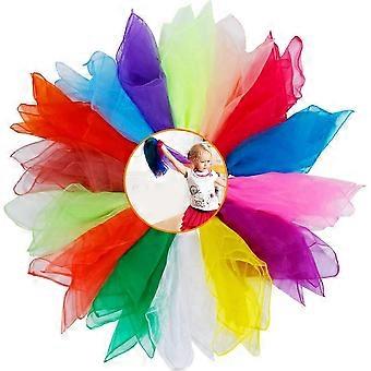 15 Pieces Sensory Scarves, Juggling Scarves Baby Dance Scarves Kids Rainbow Play Silks Chiffon Squares Sensory Scarf,60x60cm(Random Color)-zscy