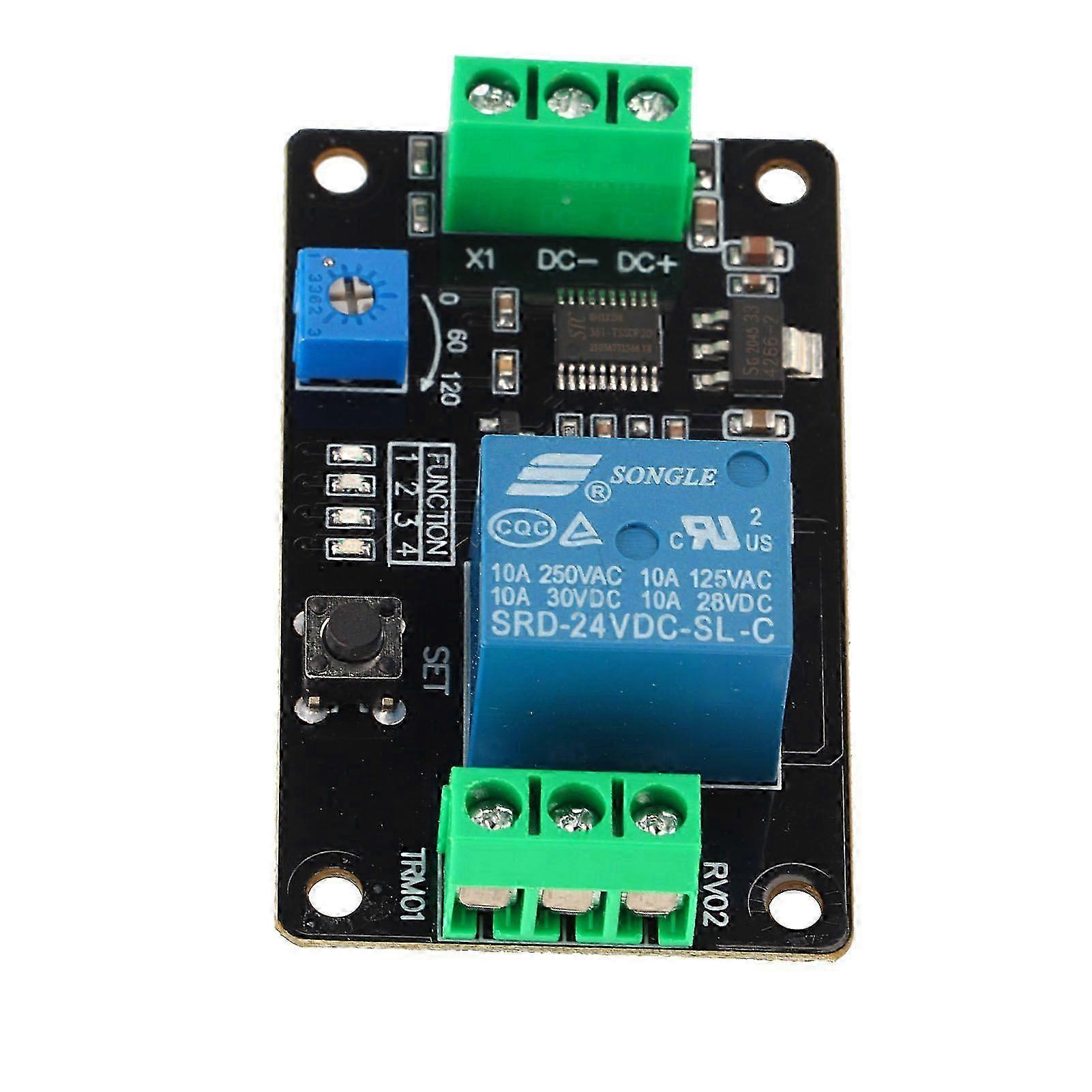 Self-locking time relay, on/off delay, Super 555 timer, 24V DC