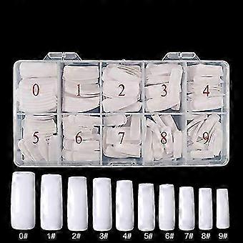 500pcs White Half Stick Artificial Nail Tips False Nails with 10 Sizes Numbered for Easy Fit