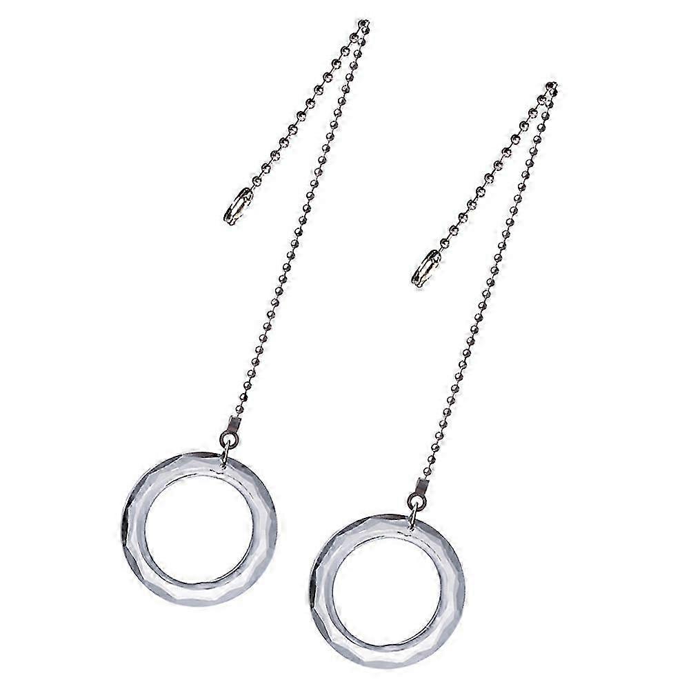 2Pcs Crystal Ring Light Pendant Table Lamp Fan Pull Chain Creative Light Accessory
