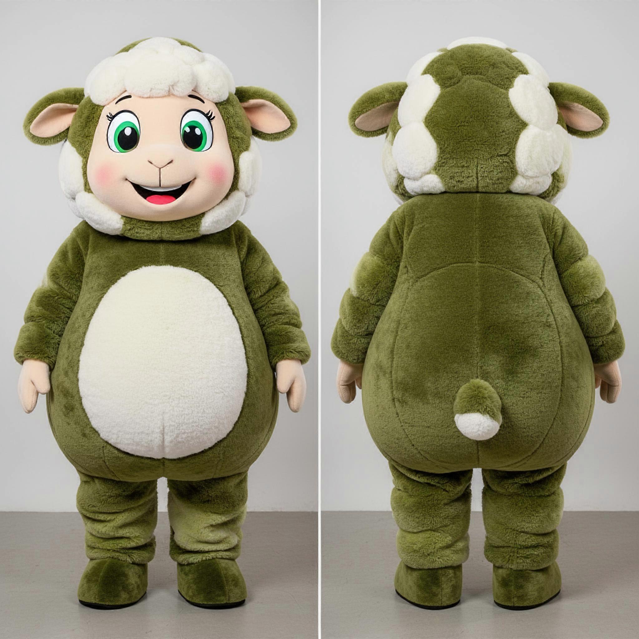 MASTICOT Olive Cream Cartoon Sheep Mascot
