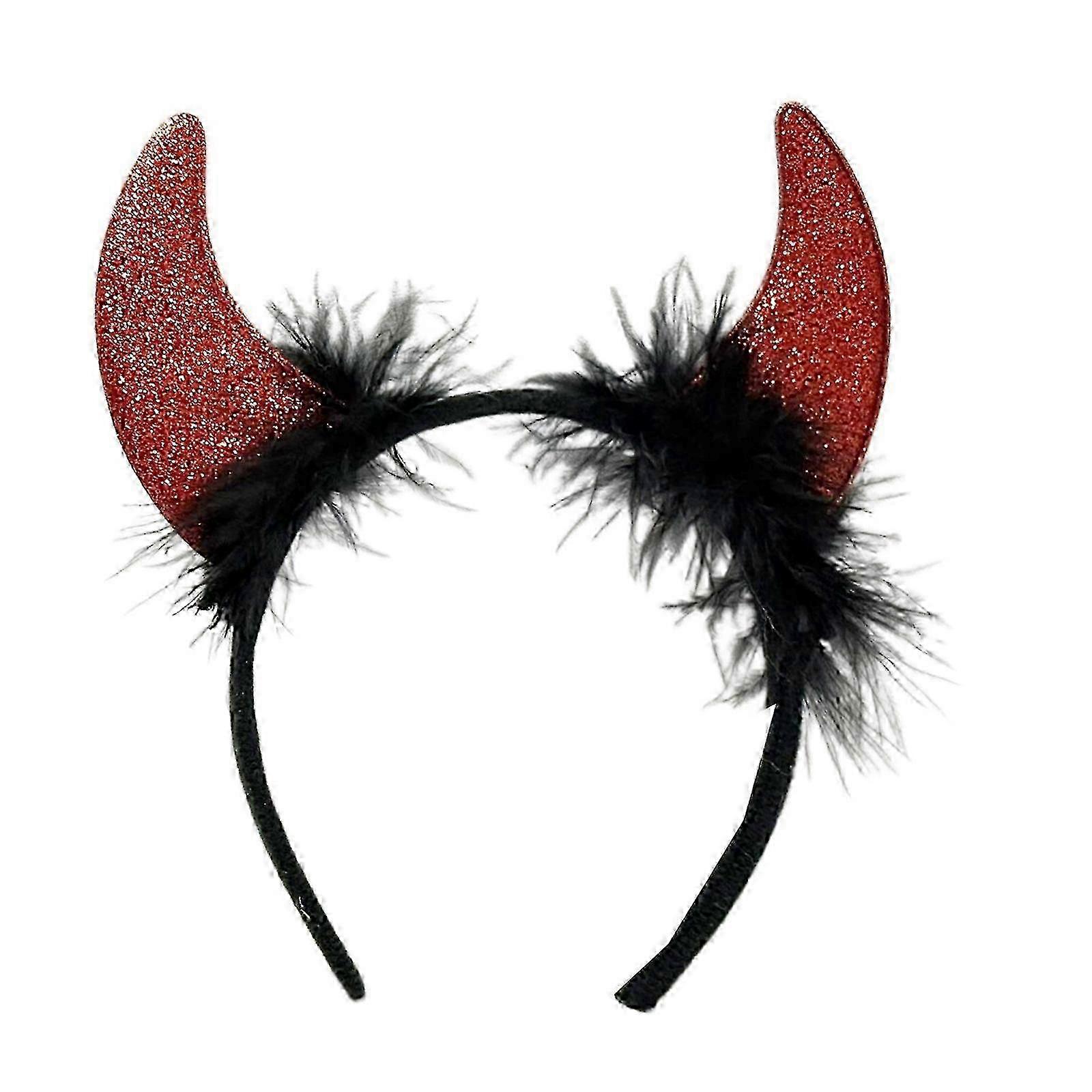 Red Devil Horns Headband Adjustable Comcompatible withtable Halloween Costume Accessory