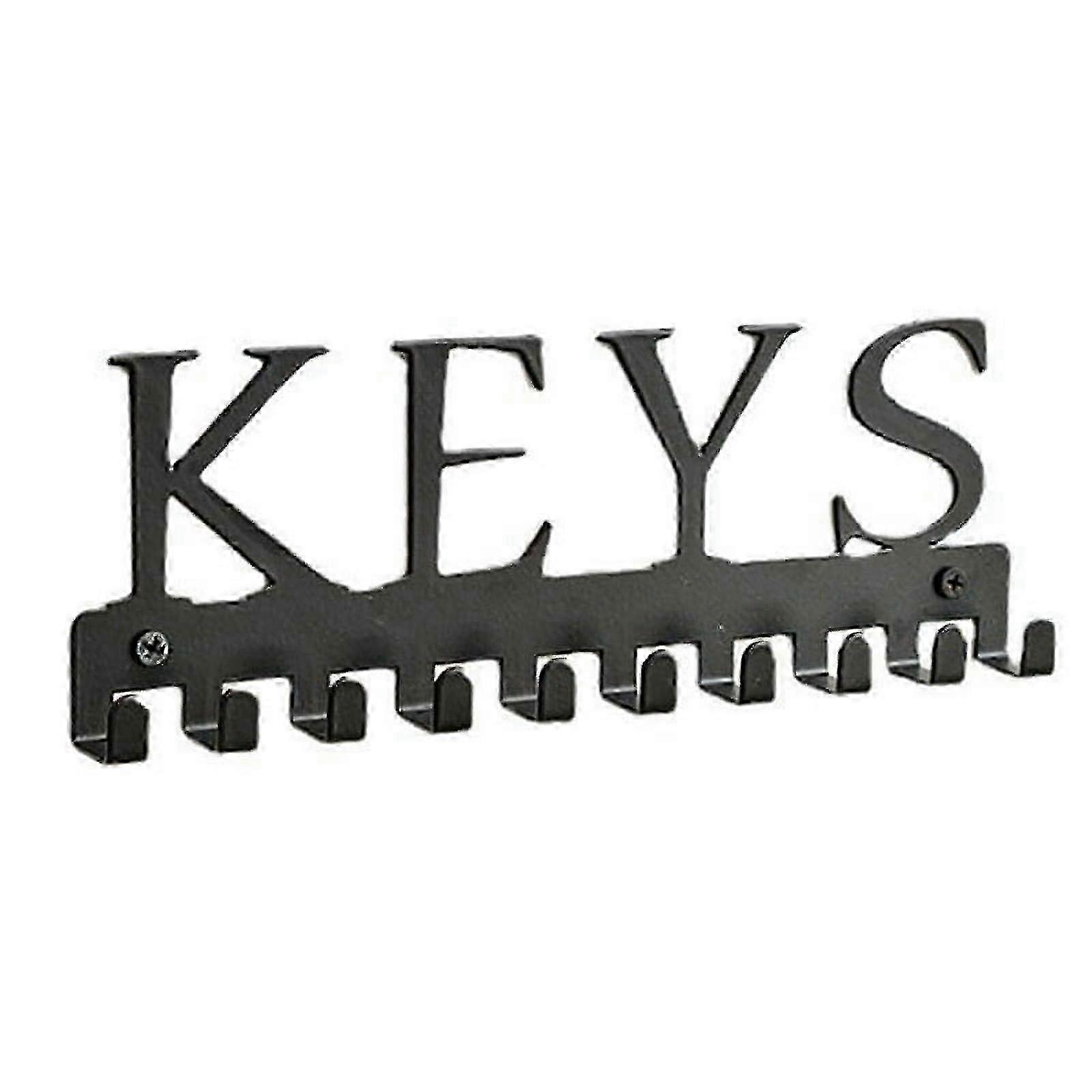 Wall-Mounted 10-Hook Metal Key Rack