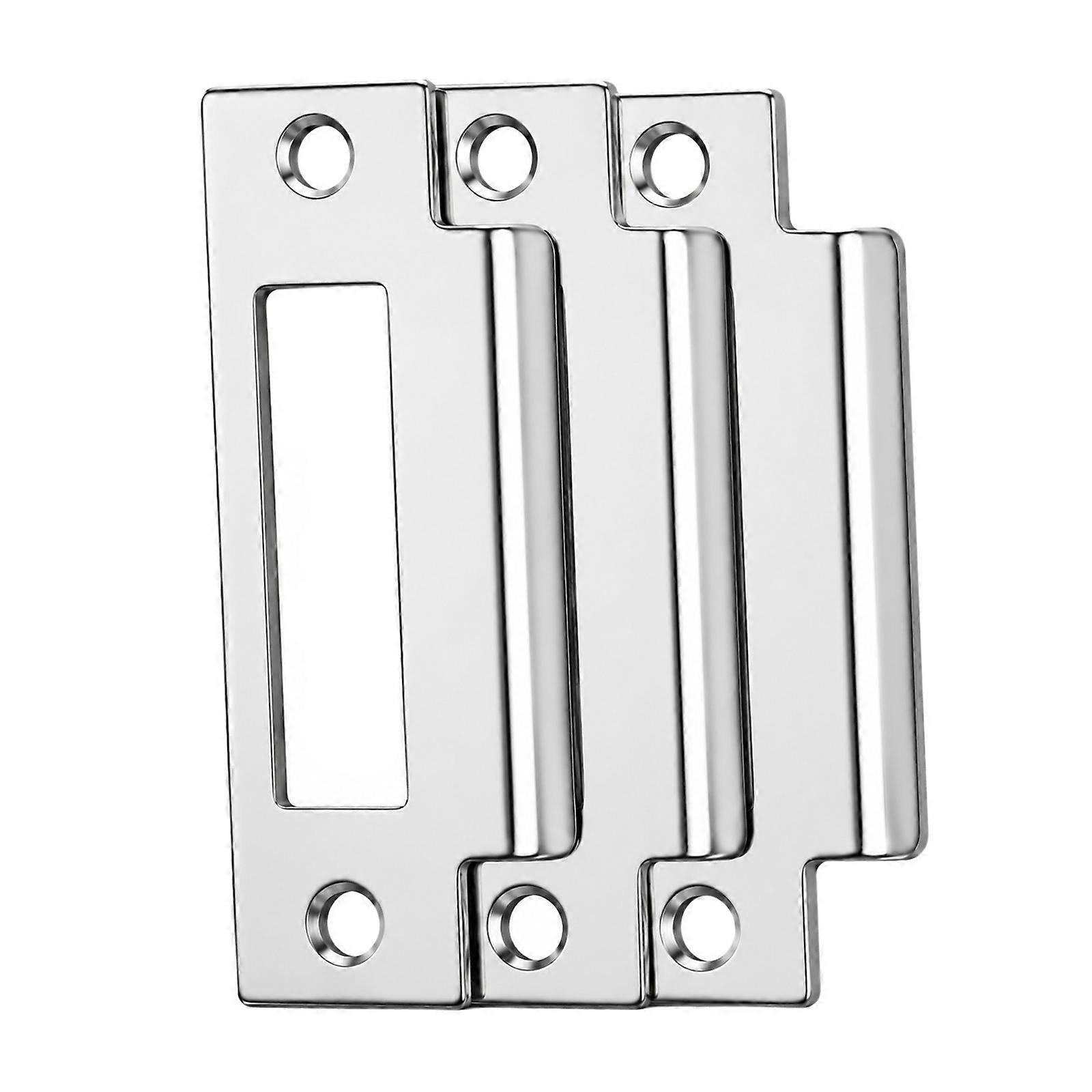 Door Strikes Plate Replacement Door Receiver Hardware, 3 Brushed Solid Iron Plates with Rectangular Openings and Guide Edges for Routine Interior