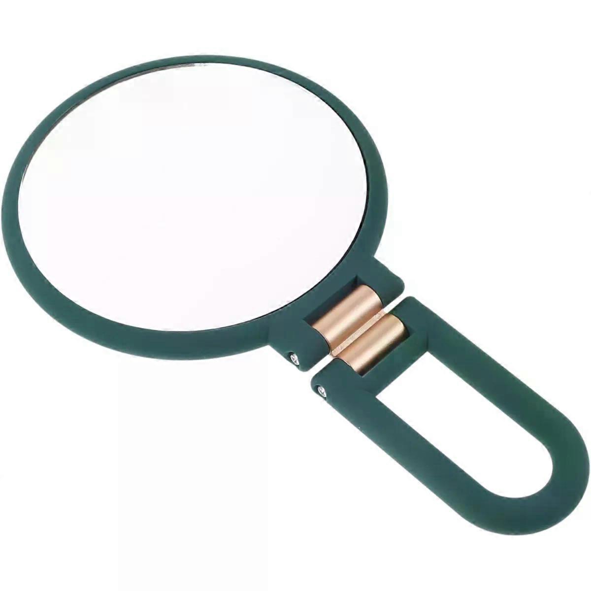 Green 15x Double Sided Folding Makeup Mirror with Adjustable Angle