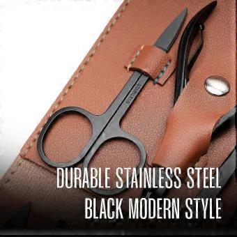 16 Pcs Stainless Steel Pieces Manicure Kit, Pedicure Kit With Nail Clippers, Men's Grooming Kit With Brown Leather Portable