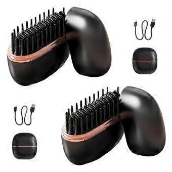 Cordless Hair Straightener 2in1 Mini Curler with 30s Fast HeatUp Titanium Plates, Rechargeable Travel Size for Women (Black, 2pcs)