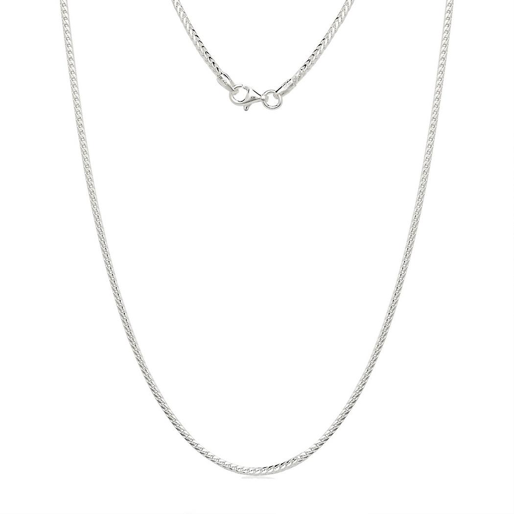 Colar italiano em prata de lei 925 com corrente Franco de 1,3 mm (16 polegadas) para mulheres e homens - Comprimento: 16 a 30 polegadas