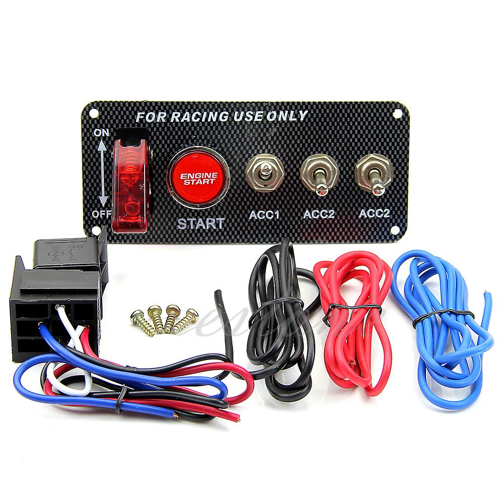 Racing Car 12V Ignition Switch Panel Engine Start Push Button LED Toggle