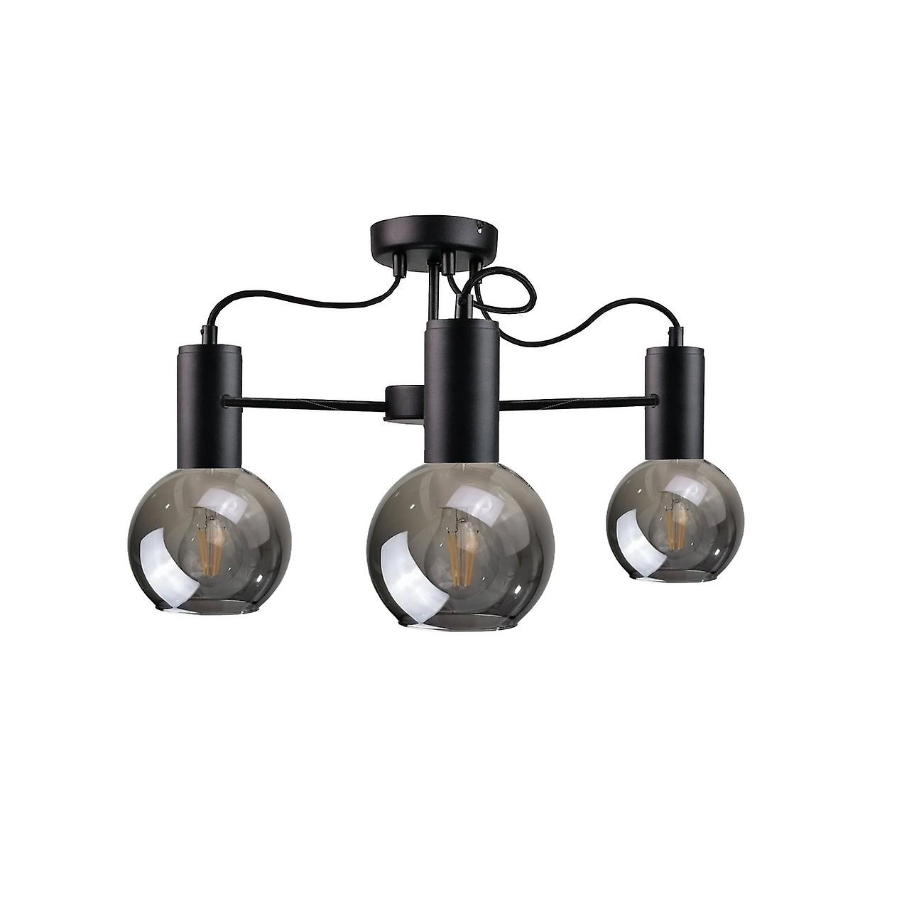 Keter Liv Multi Arm Semi Flush Ceiling Light Black, 60cm, 3x E27