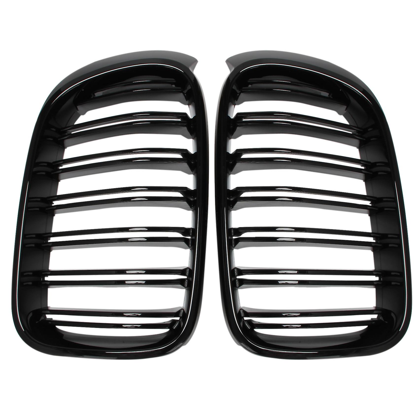 Front Bumper Kidney Grille Dual Line Mesh Grille for X3 X4 F25 F26 2014 2015 2016 2017, Glossy Blac