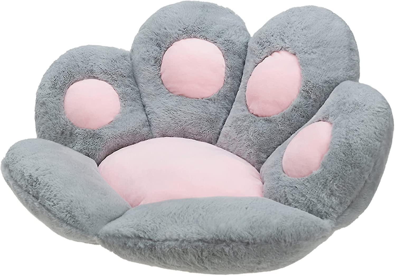 Chat Paw Cushion Lazy Sofa Chaise de bureau Coussin Bear Paw Warm Floor Cute Seat Pad Pour Salle à manger Chambre à coucher Chaise Confort pour la santé Bâtiment Gris31.4x27
