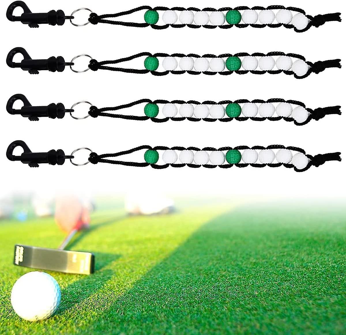 4 Pack Portable Plastic Golf Counters for Wrist and Belt Loop Counting Beads - Manual Addition and Subtraction - Suitable for Outdoor Sports (Green/Wh