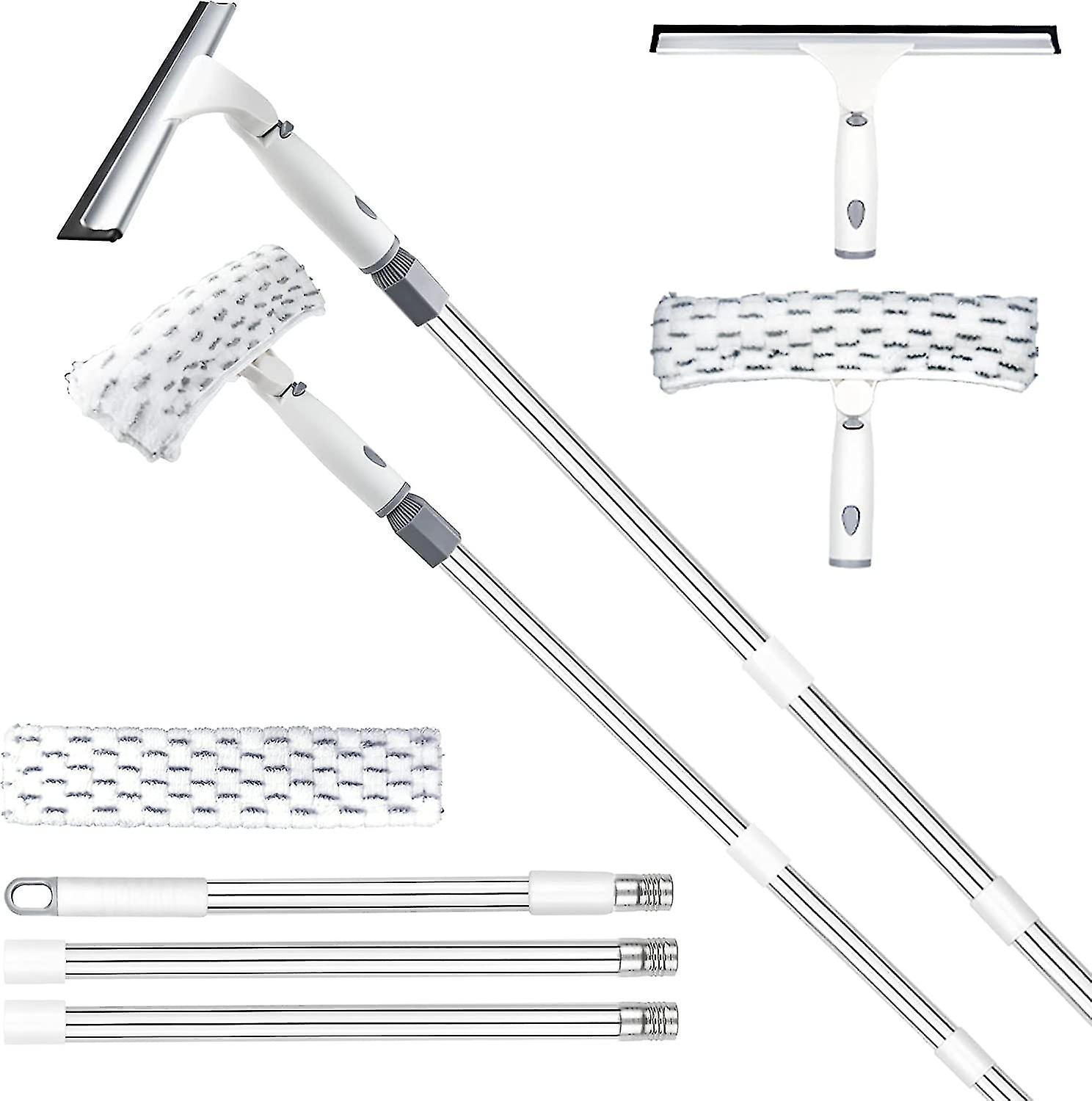 Squeegee For Window Cleaning,12"squeegee And 11"microfiber Scrubber Combi