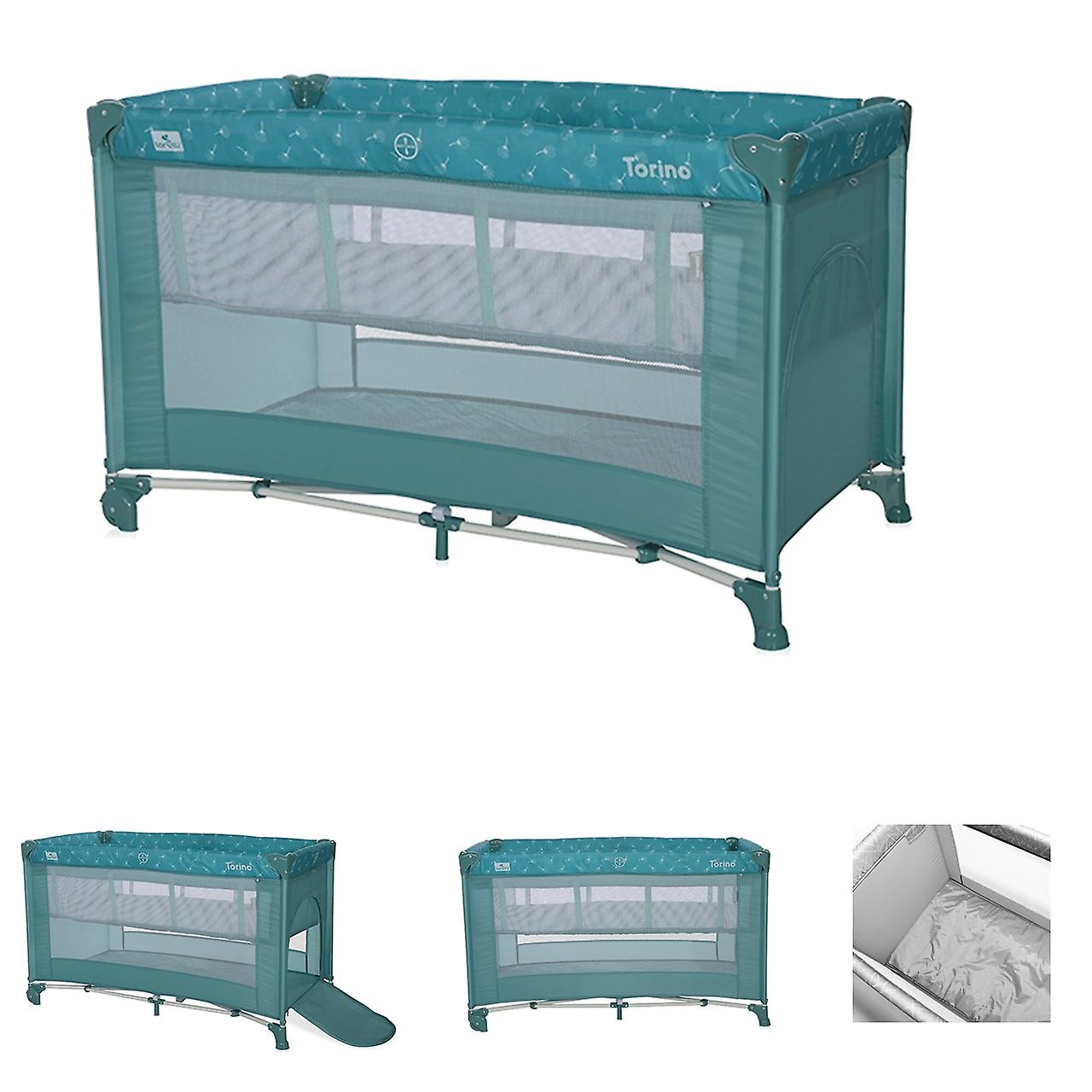 Lorelli Travel Cot Torino 2 Níveis Dobrável Abertura lateral carregando colchão de saco