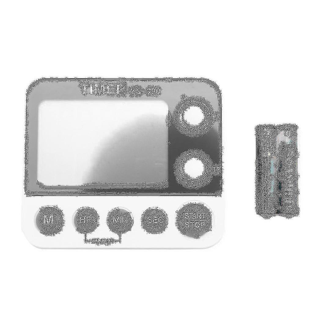 White Gray -390 Digital Double Kitchen Timer, Cooking Timer, Stopwatch, Large Display, Adjustable