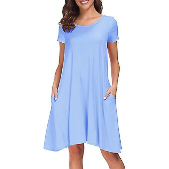 Womens Short Sleeve Loose Pockets Dress Casual Swing T-shirt Dresses |  Fruugo UK