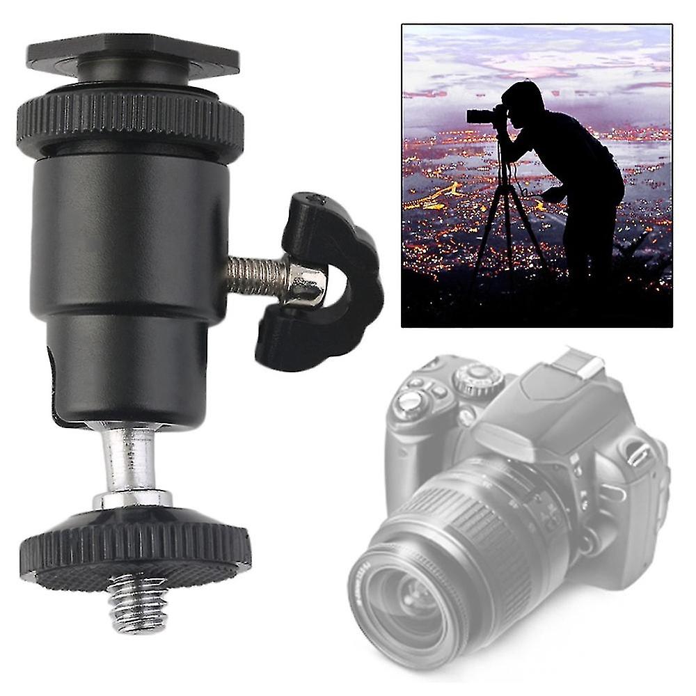 ホット1/4デュアルナットアダプタミニボールヘッドロック三脚マウント写真カメラ用Ledライトフラッシュブラケットマウントブラック