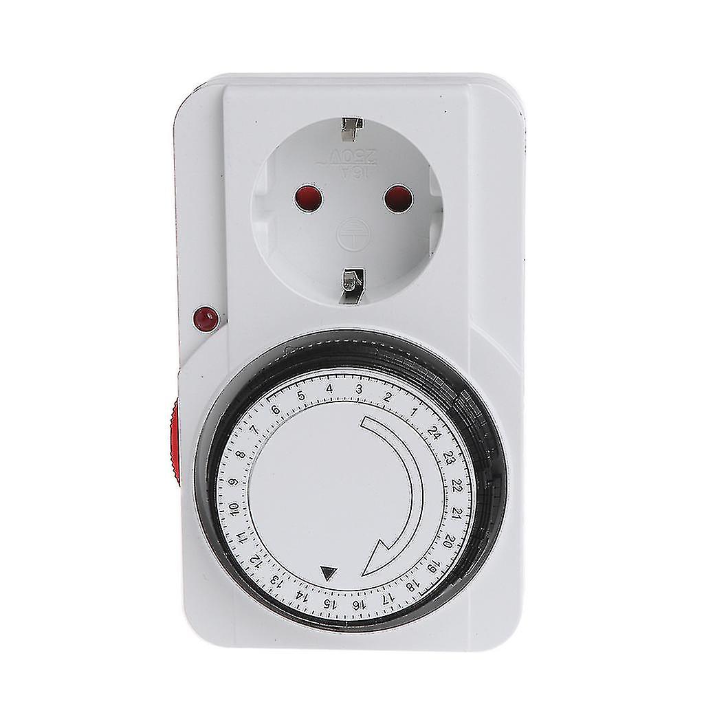 24h Mekanisk Elektrisk Eu Plugg Program Timer Strømbryter Stikkontakt Energisparer