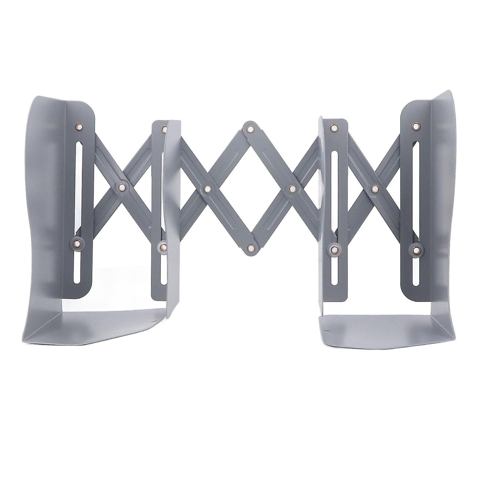 Gray Retractable Bookend: Orderly Storage with Foldable Metal Construction