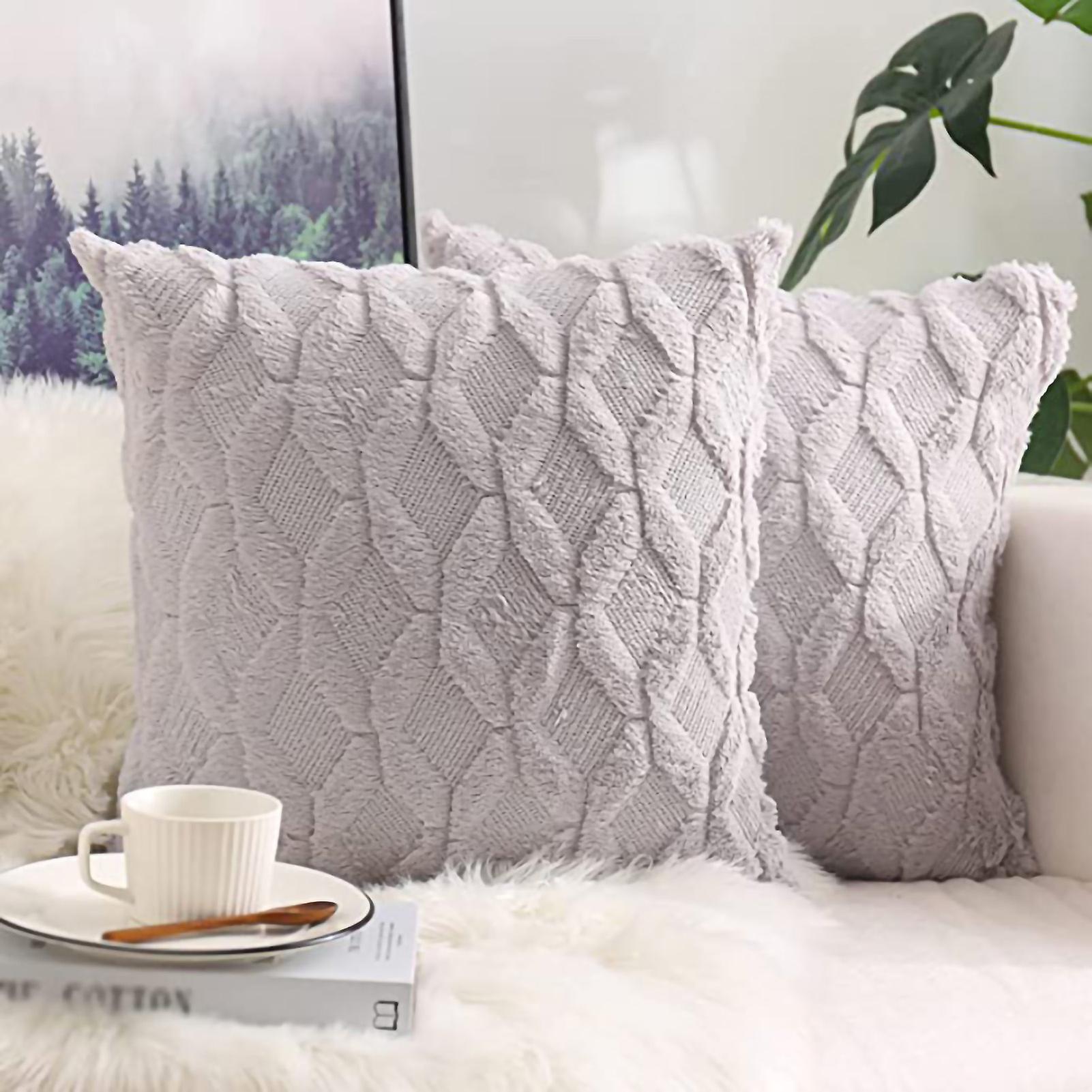 Throw Pillow Cover Double Sided Plush Rhombus Cushion Case Simple Modern Design Decorative Throw Pillowcase with Core