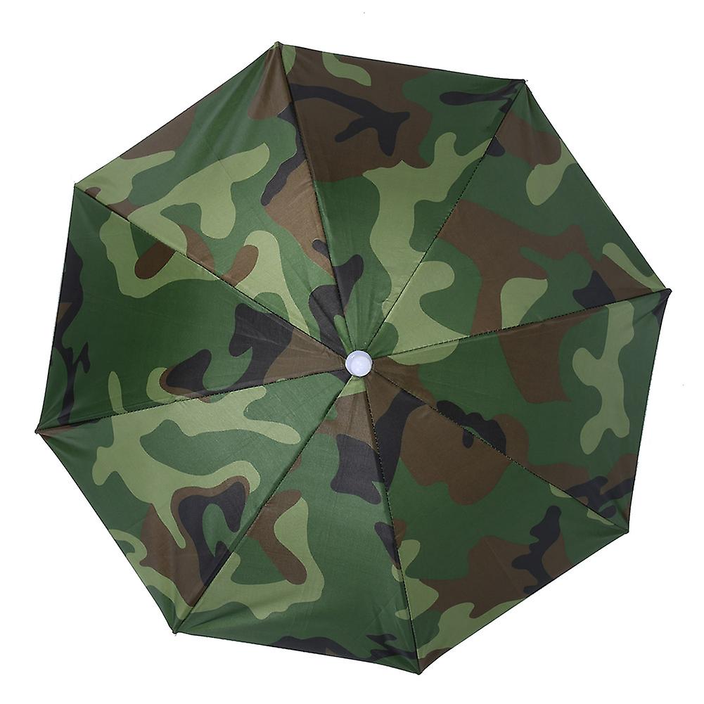 65cm Sunscreen Windproof Head Mounted Umbrella Top Folding Hat Umbrella(Camouflage)