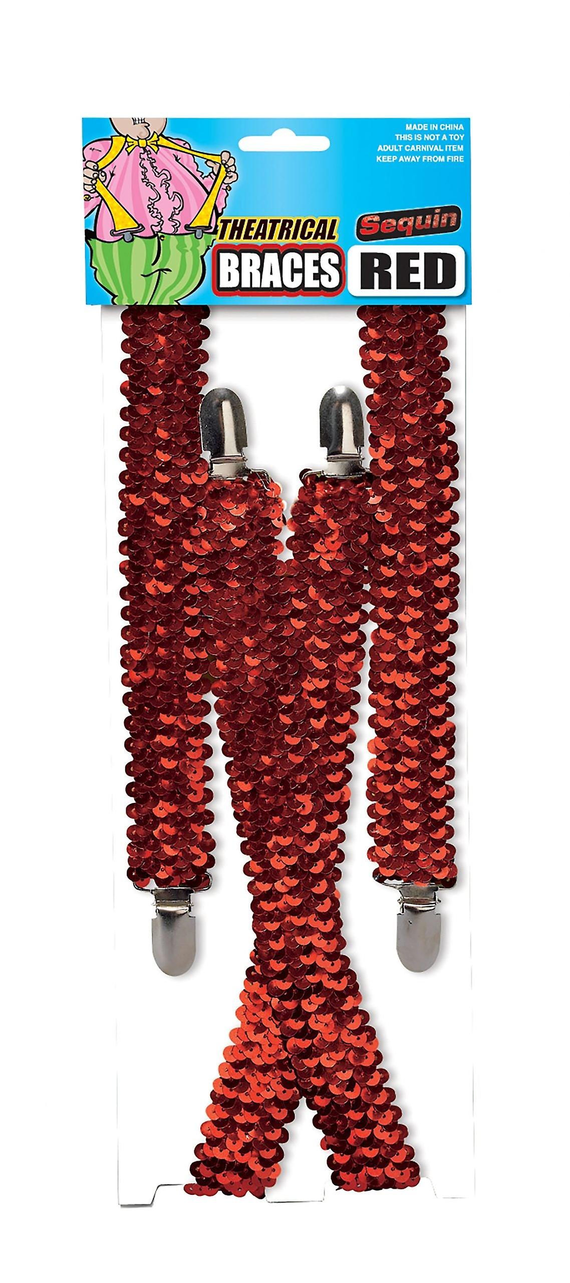 Sequin Braces Red Costume Accessories Unisex Ba1026
