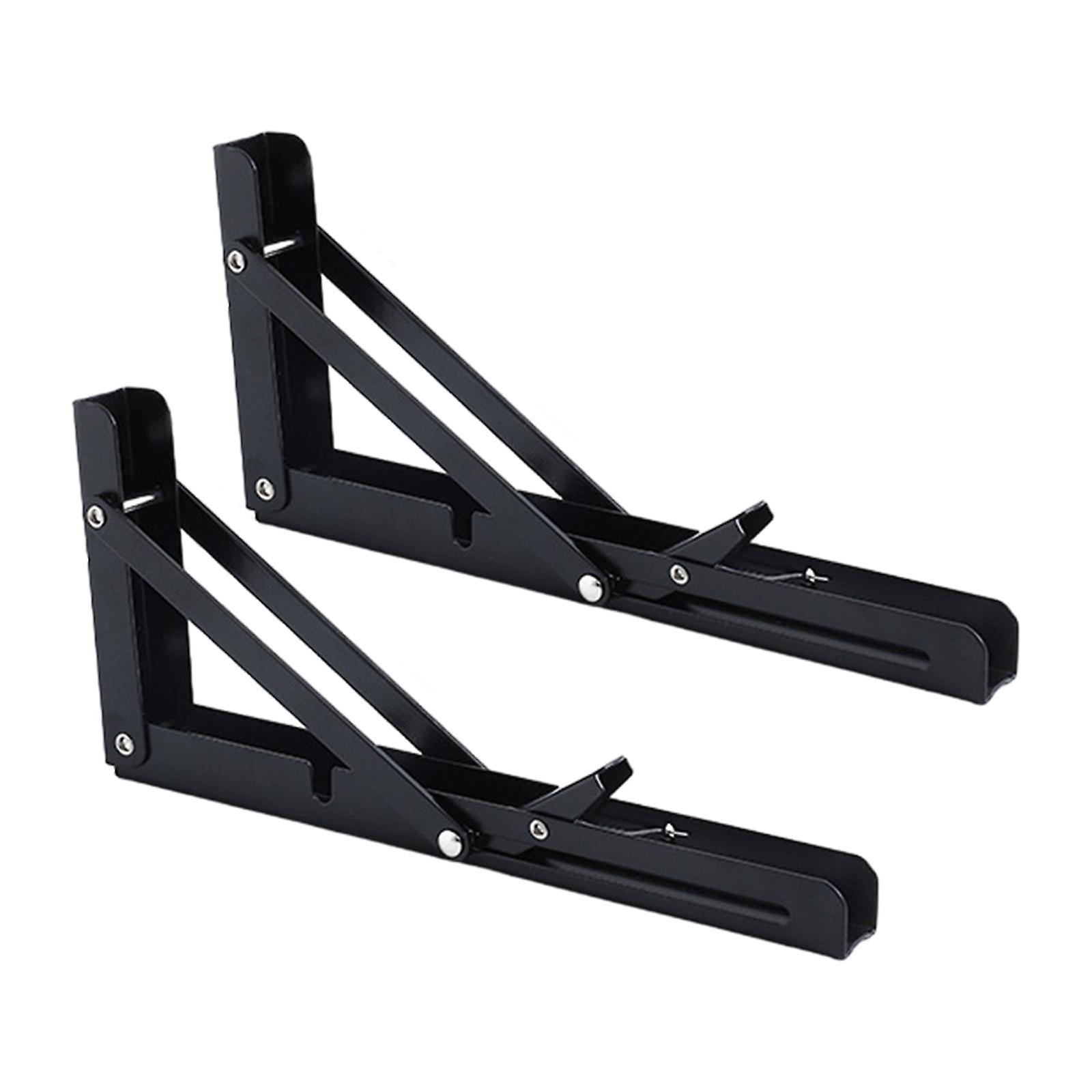 2x Folding Shelf Brackets Triangle Folding Bracket Sturdy with Screws Wall Mounted Collapsible Shelf Brackets for Bench Table