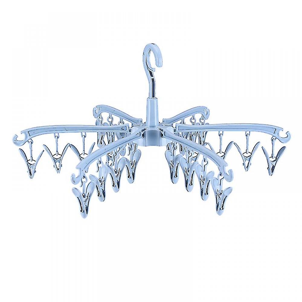 Foldable Drying Rack With 24 Clips Rotatable (blue)