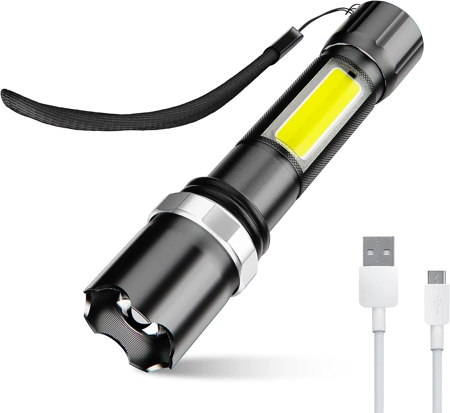 LED Flashlight Rechargeable, 600LM Zoomable Mini USB Flashlight
