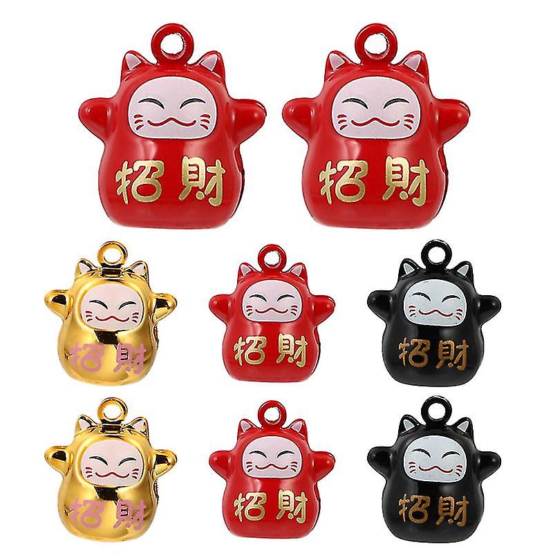 8pcs Fortune Cat Bell Pendants