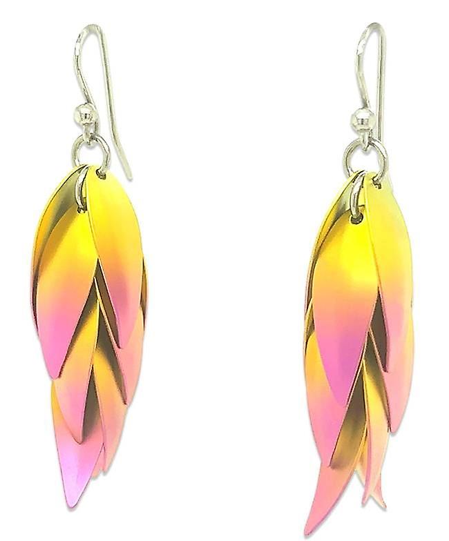 Ti2 Titanium Large Wild Orchid Drop Earrings - Yellow