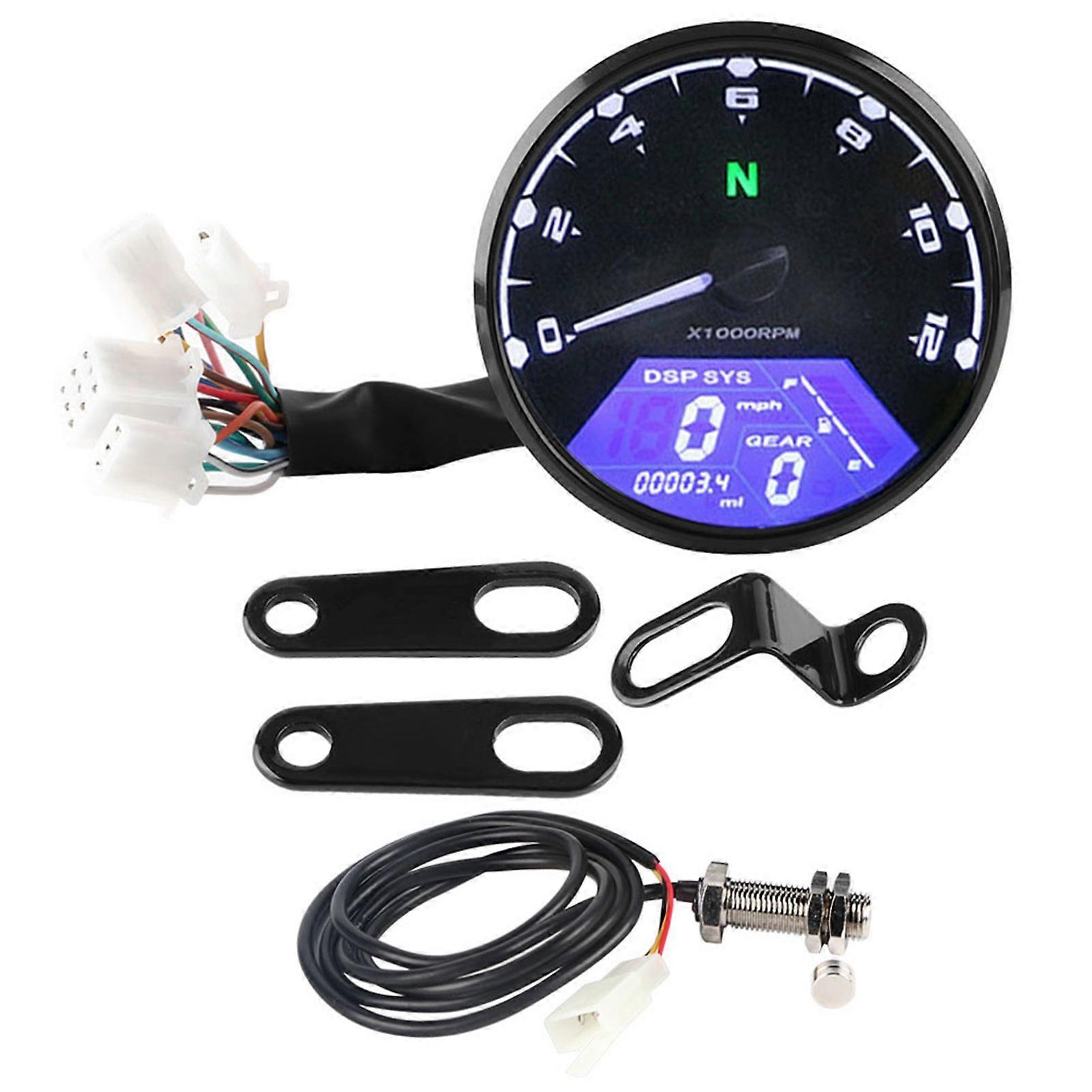 Motorcycle LED Backlight Digital Tachometer Speedometer Gauge 12000RPM NO.44558