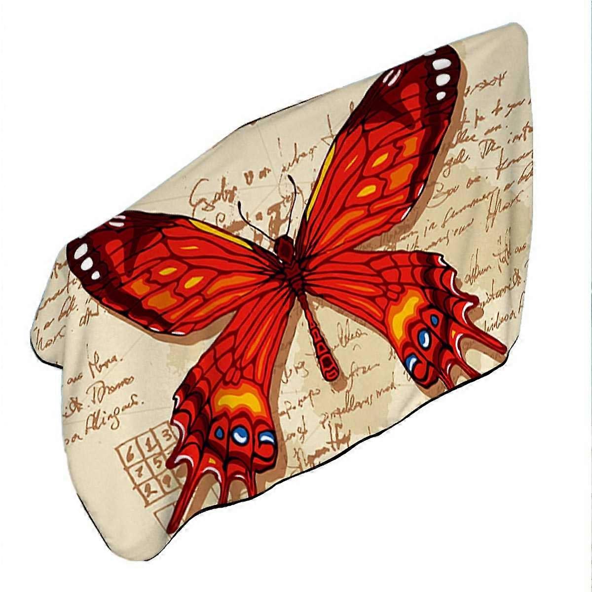 Red Machaon Butterfly Microfiber Beach Towel