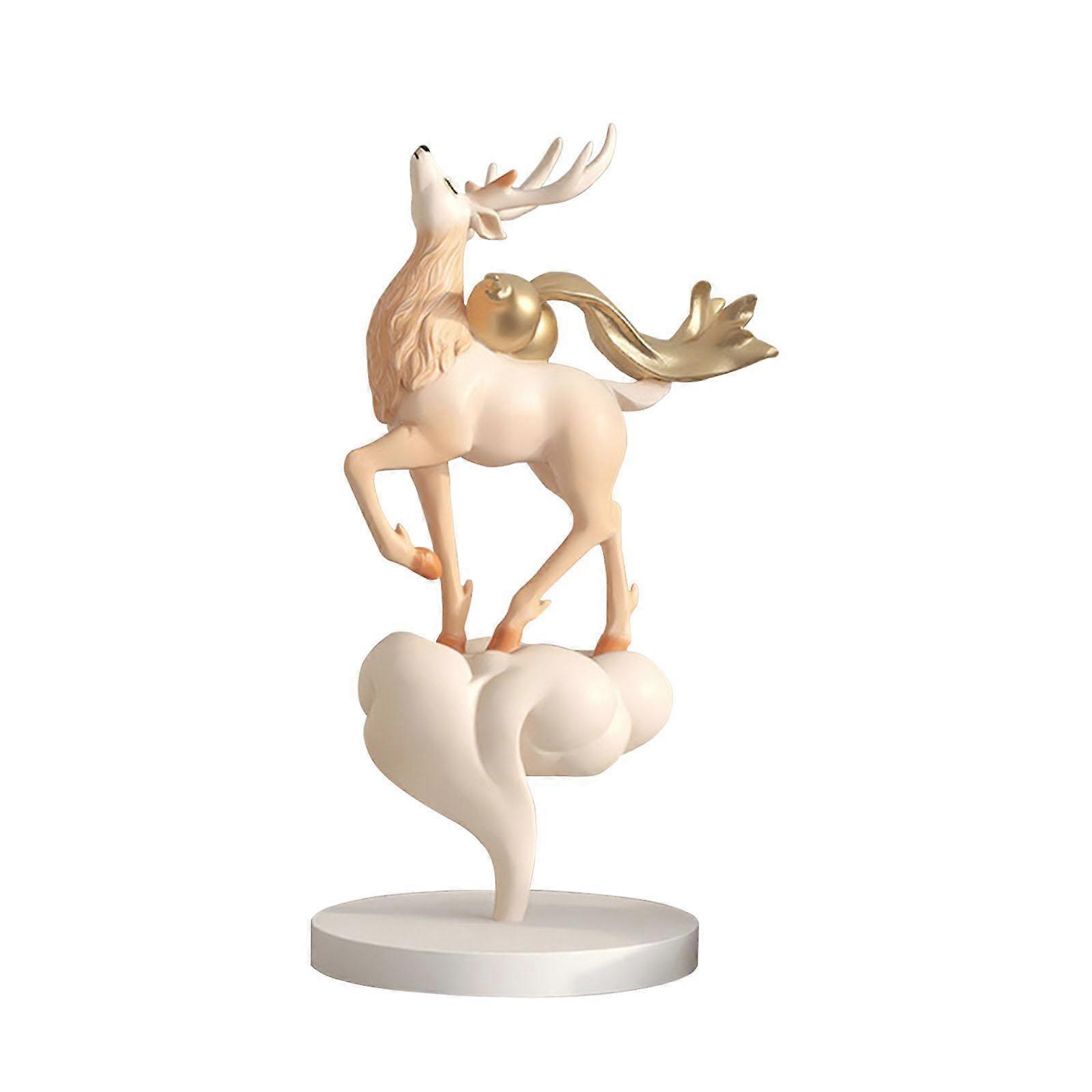 鹿の彫像クラフトギフト樹脂トナカイ置物家庭用テレビキャビネット結婚式のライトレッド