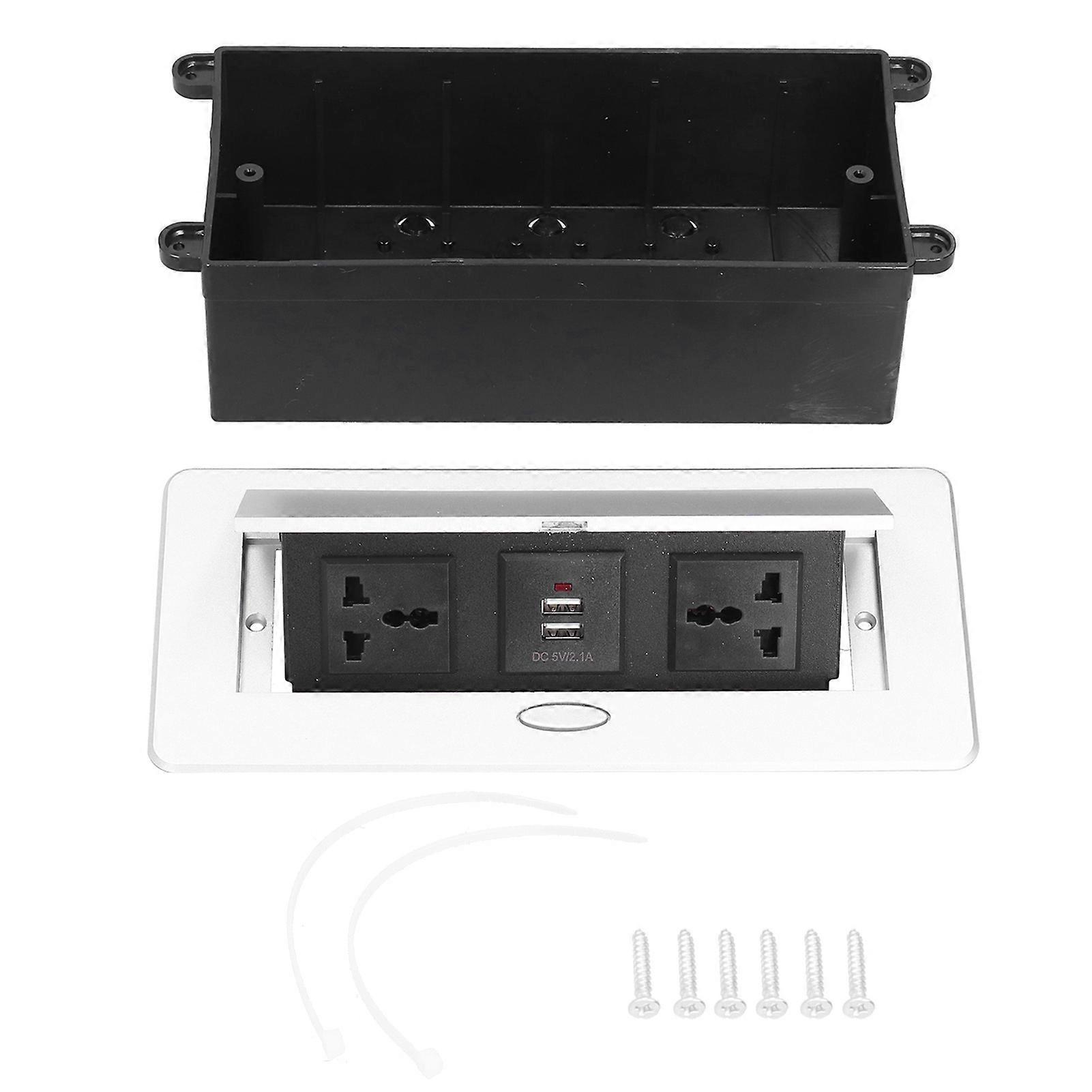 Boden Steckdose Pop Up Desktop Buchse 3 Loch Dual USB Netzteil Zubehör 250V 10A