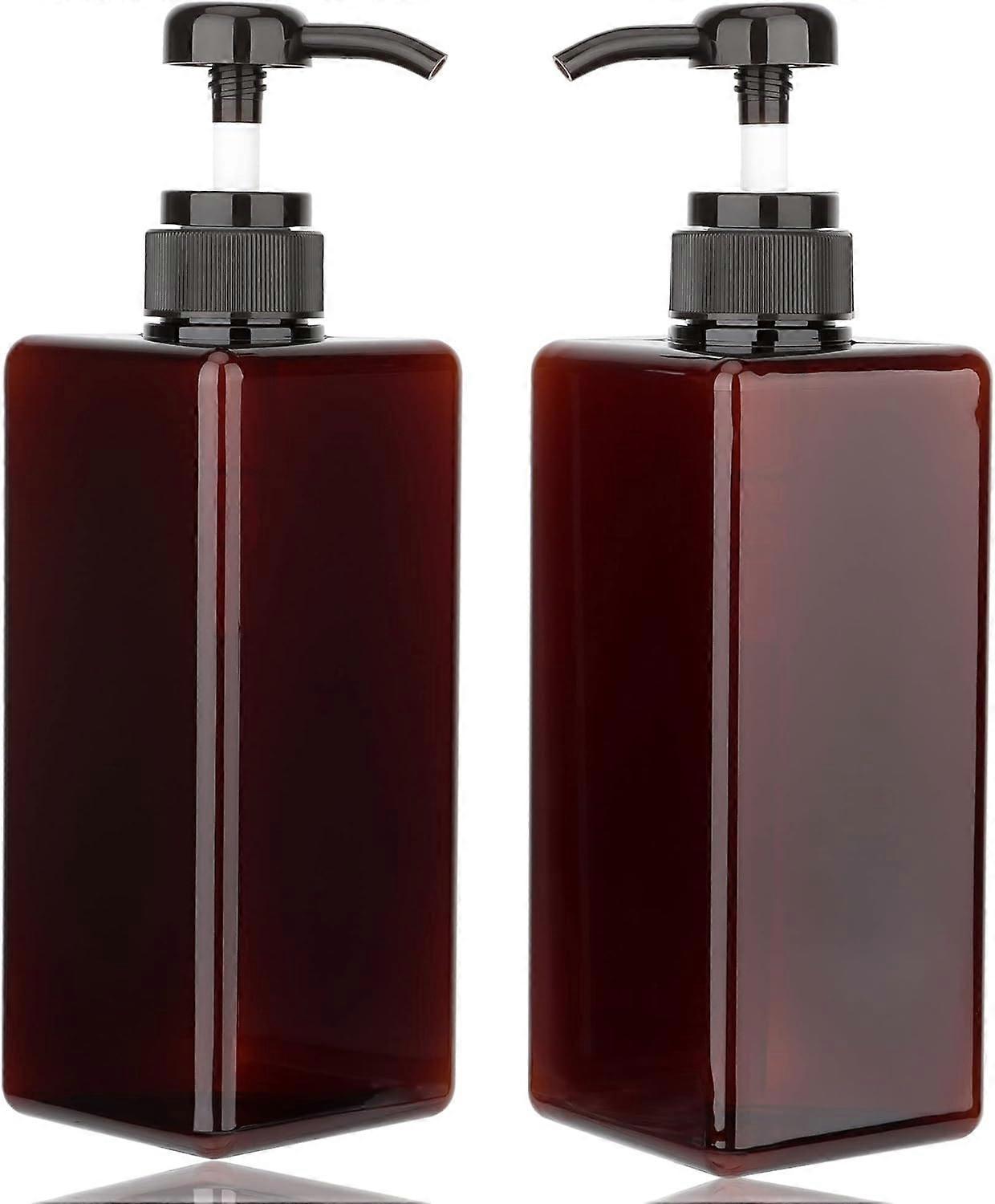 2 Pack 650ml Pump Bottle Dispenser Refillable Square Plastic Lotion Dispenser Empty Lotion Pump Bottle for Soap Lotion Shampoo