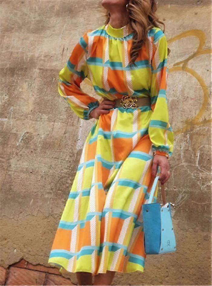 Robe de fête simple imprimée décontractée pour femmes Automne
