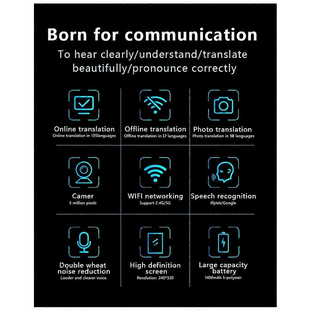 T17 AI Real-Time Voice Translator Takes Pictures and Supports 138 Multi-Language Touch Screen Learning and Conversion