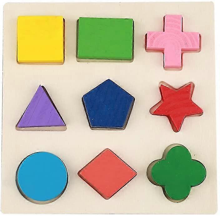 wooden geometry puzzle building block colorful early education